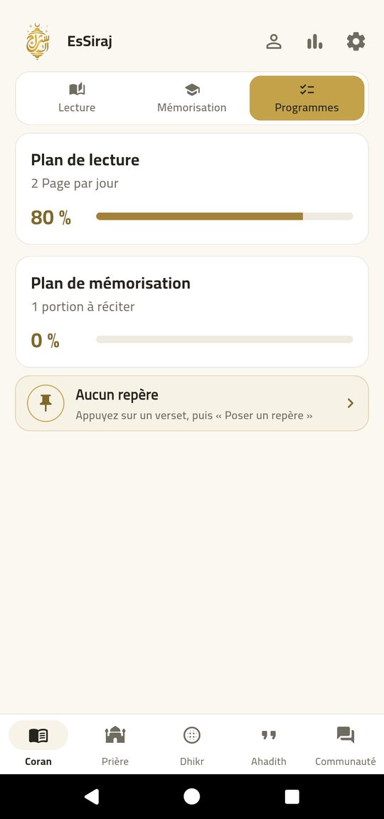Plan de lecture — Terminez le Coran à votre rythme.