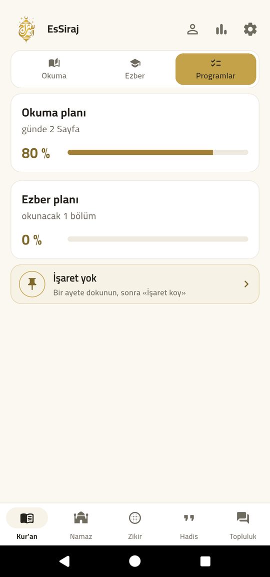Okuma planı — Kur'ân'ı kendi takviminizle bitirin.